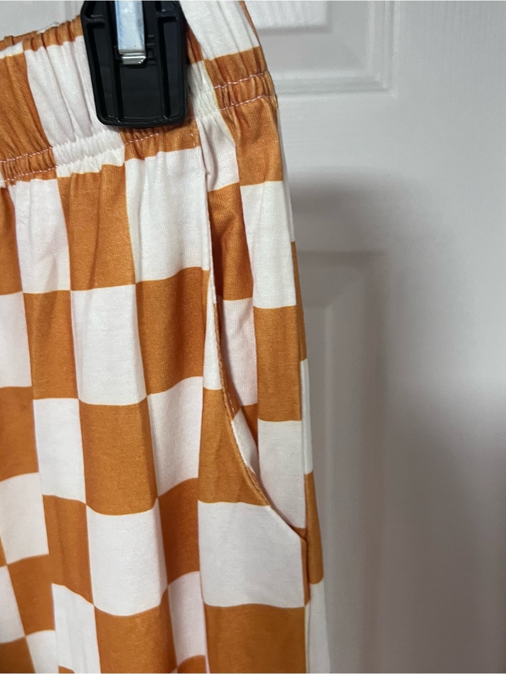 Checkerboard Wide-Leg Pants in White and Golden Yellow Checkered Size S - Picture 3 of 5